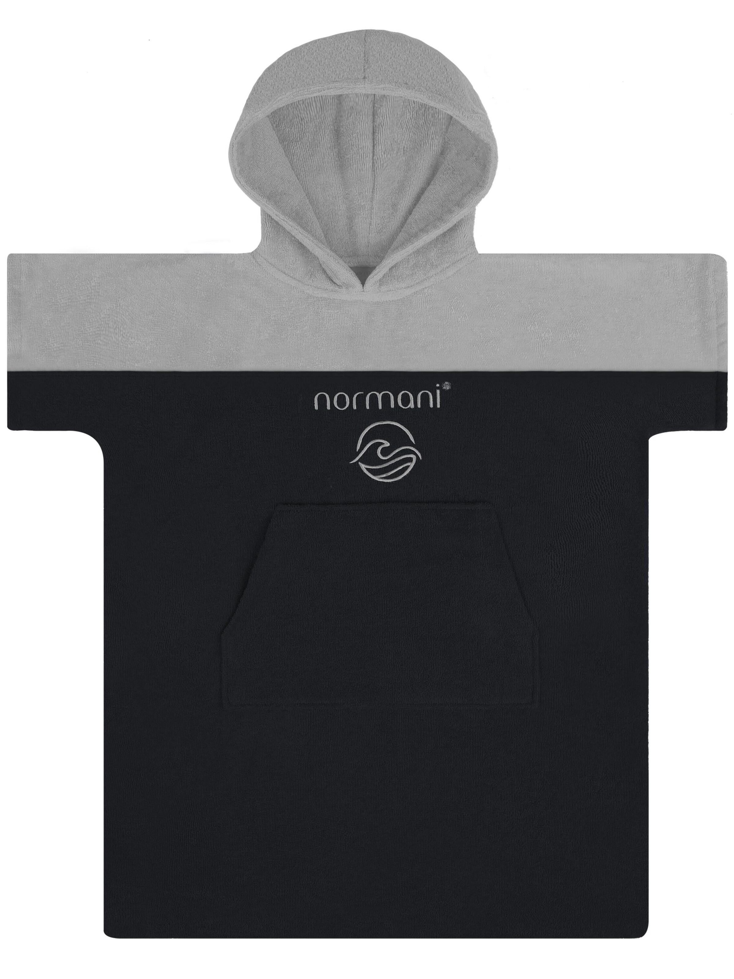 normani Bademantel 'Puwai' in Schwarz: Vorderseite