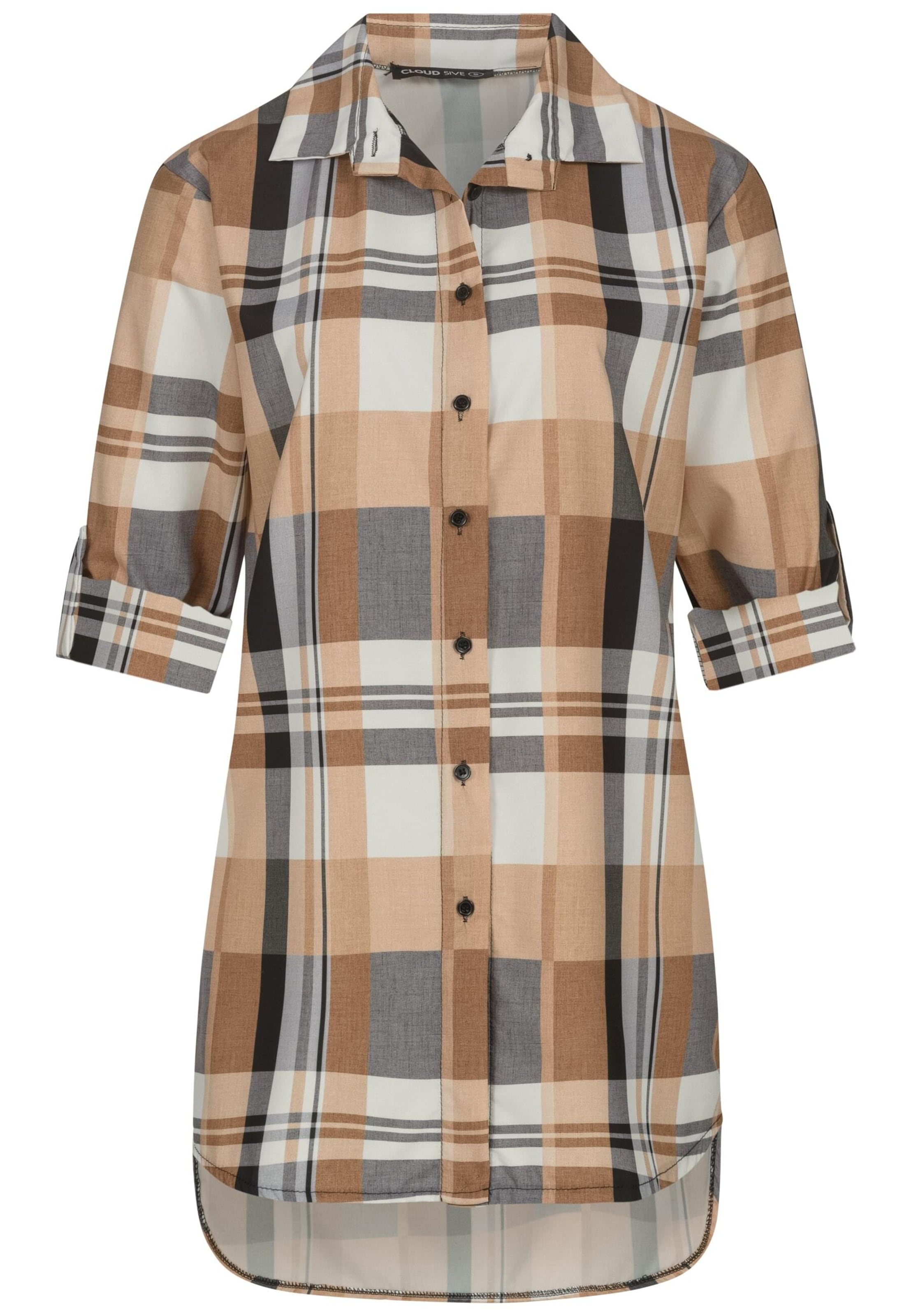 Cloud5ive Bluse in camel / grau / schwarz / weiß, Produktansicht
