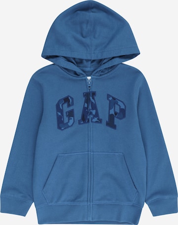 GAP Zip-Up Hoodie 'V-FRCH FT HERITAGE LOGO FZ HOOD' in Blue: front