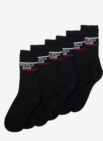 US POLO ASSN. Sports socks 'Calze U.S. Polo Assn. corte in spugna, stile tennis' in Black: front