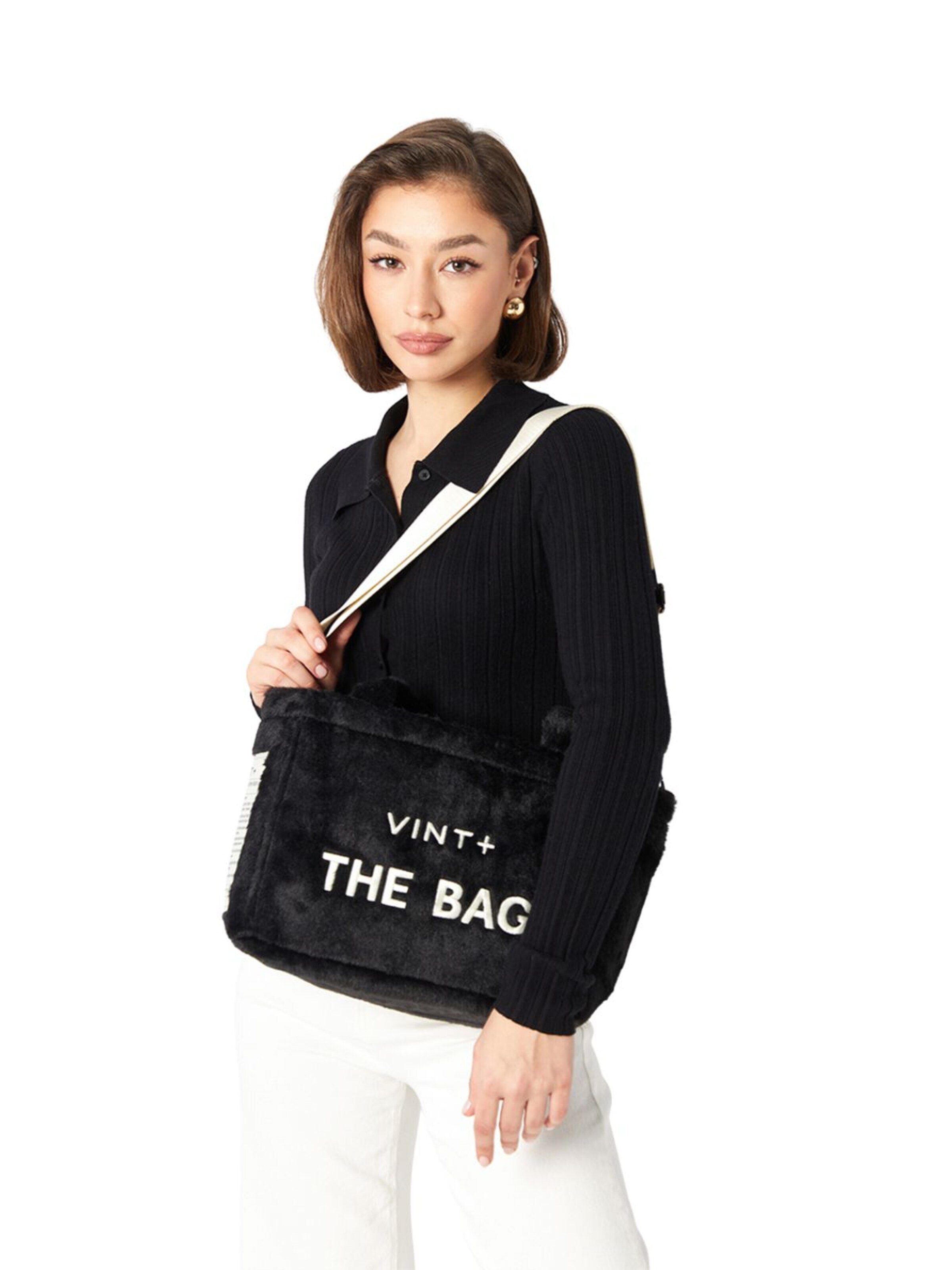 VINT+ Håndtaske 'Fluffy Bag Small' i sort