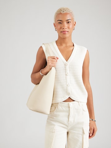 b.young Gebreide bodywarmer 'BYMIKALA' in Beige: voorkant