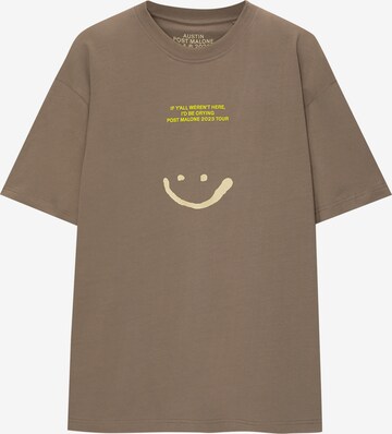 T-Shirt Pull&Bear en marron : devant