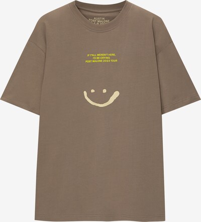 Pull&Bear T-Shirt in creme / braun / gelb, Produktansicht