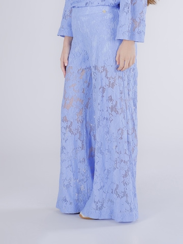 CAFè NOIR Wide leg Broek in Blauw: voorkant