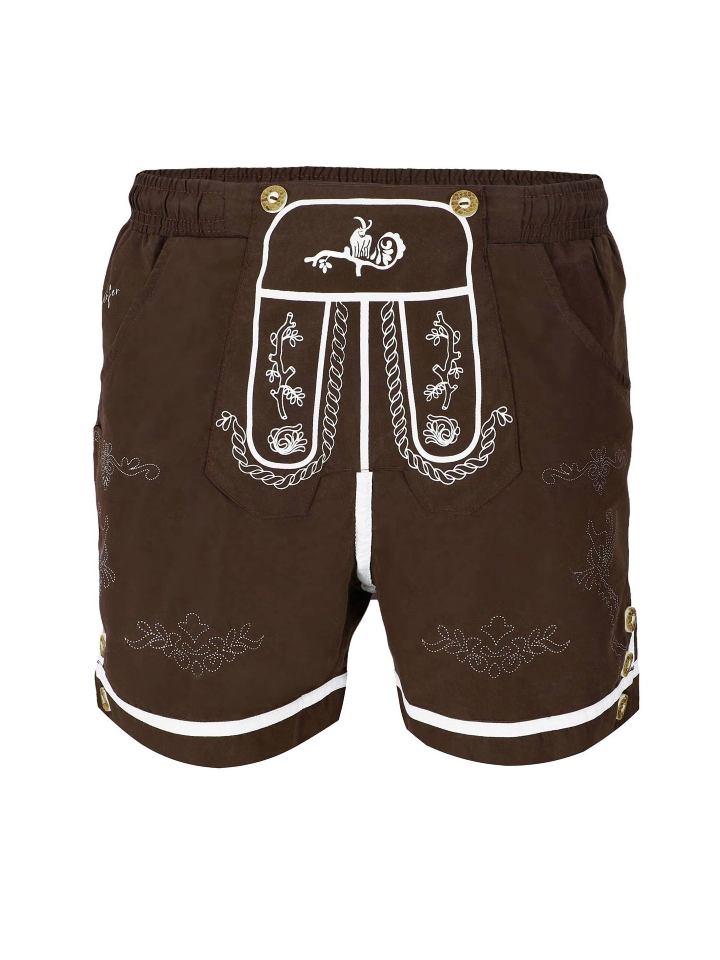 Steigenhöfer Badeshorts 'Steigenhöfer Xaver Badehose im Trachtenlook'‌‌‌‌‌‌ in Braun: Vorderseite