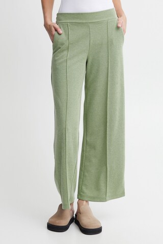 ICHI Wide leg Broek 'Kate' in Groen: voorkant