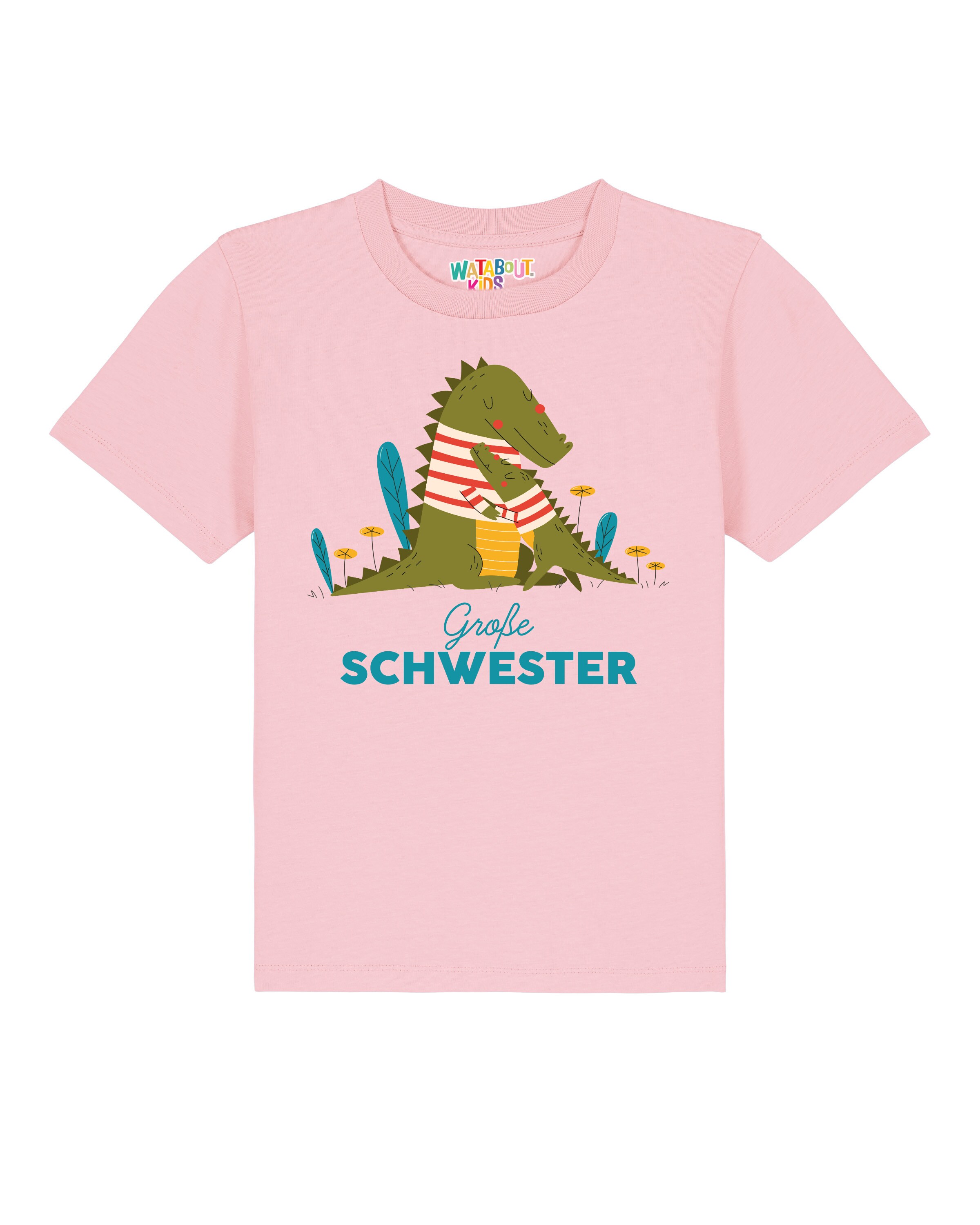T-Shirt 'Krokodil Große Schwester' watabout.kids en rose : devant