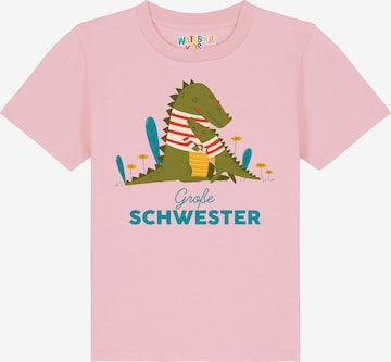 watabout.kids Shirt 'Krokodil Große Schwester' in Pink: front
