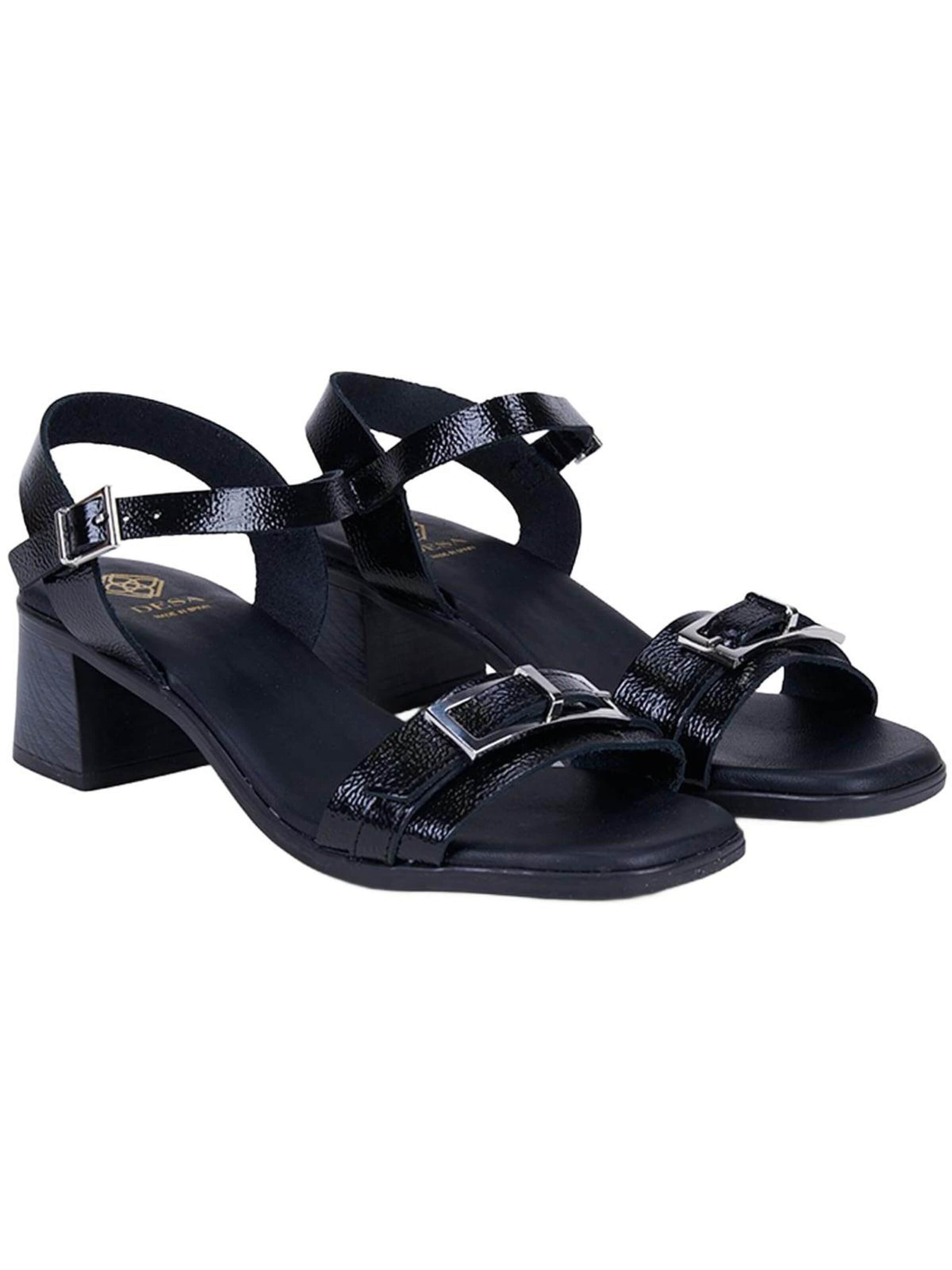 Desa Teenslipper 'Sandalen mit Blockabsatz' in Zwart: voorkant