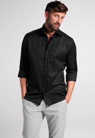ETERNA Regular fit Zakelijk overhemd in Zwart: voorkant