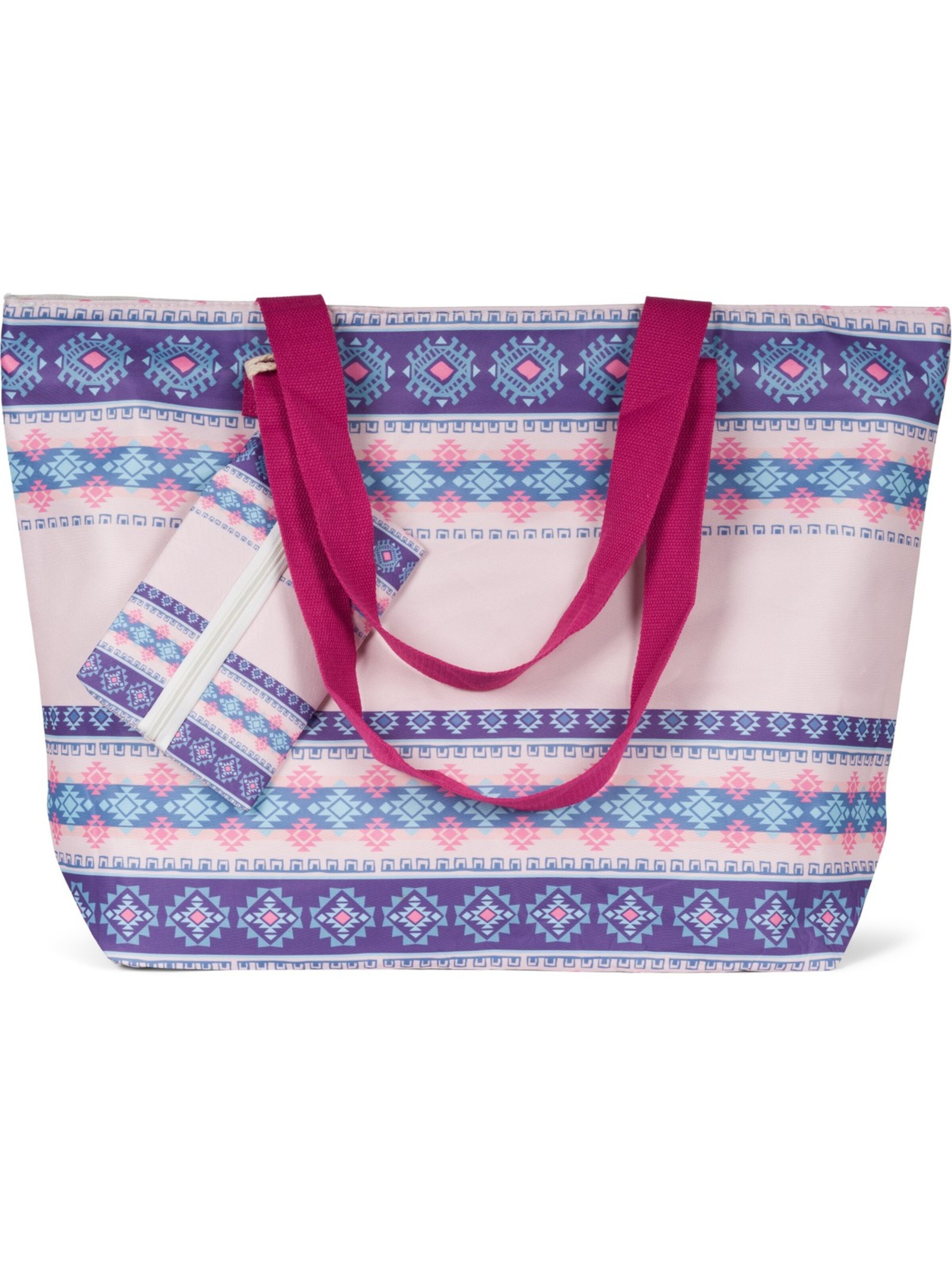 styleBREAKER Strandtasche 'Strandtasche Azteken Muster - Boho'‌‌‌ in Pink