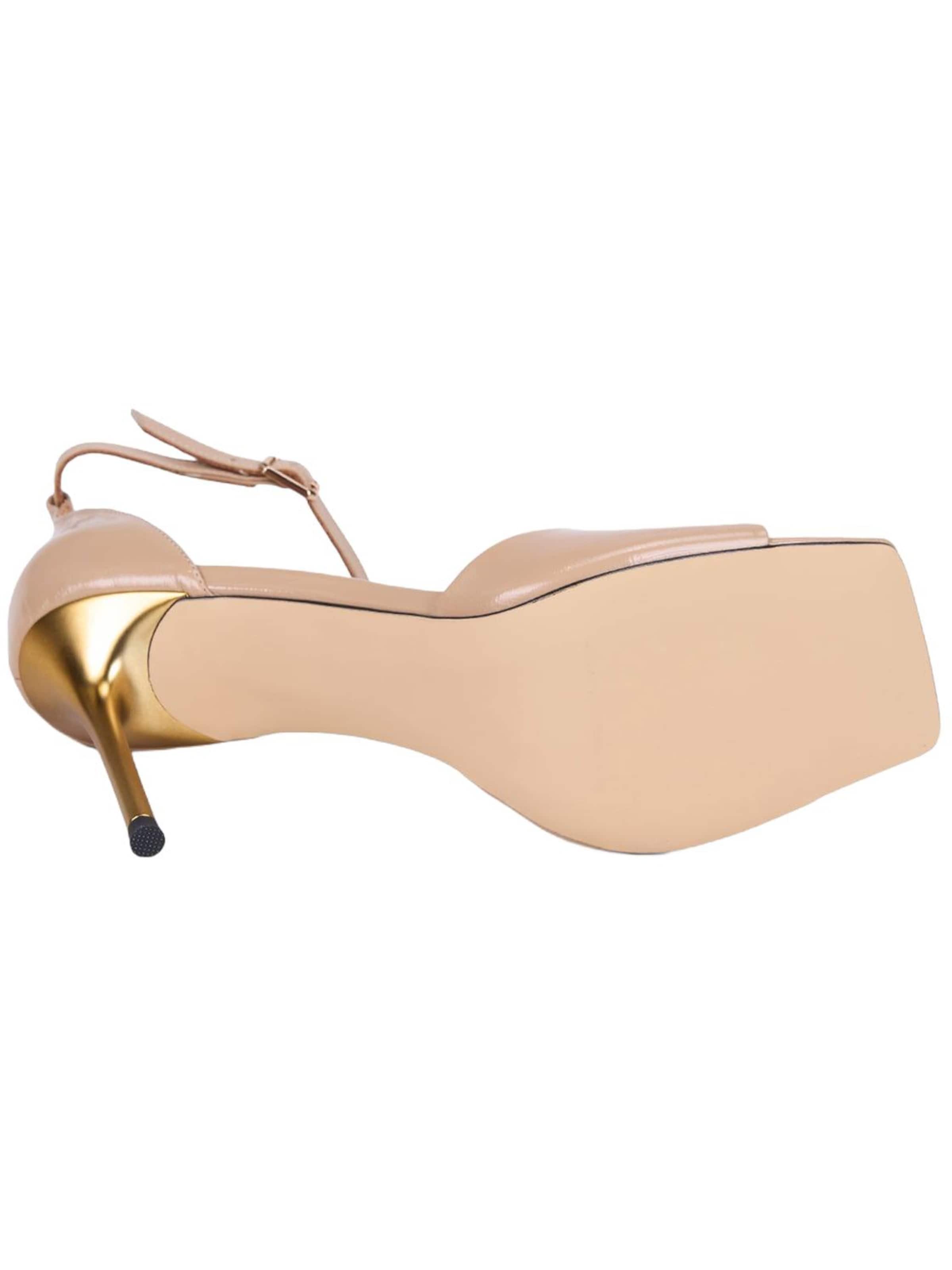 Desa Strap sandal 'DESA Damen-Abendsandalen aus Lackleder mit einem Riemen' in Beige