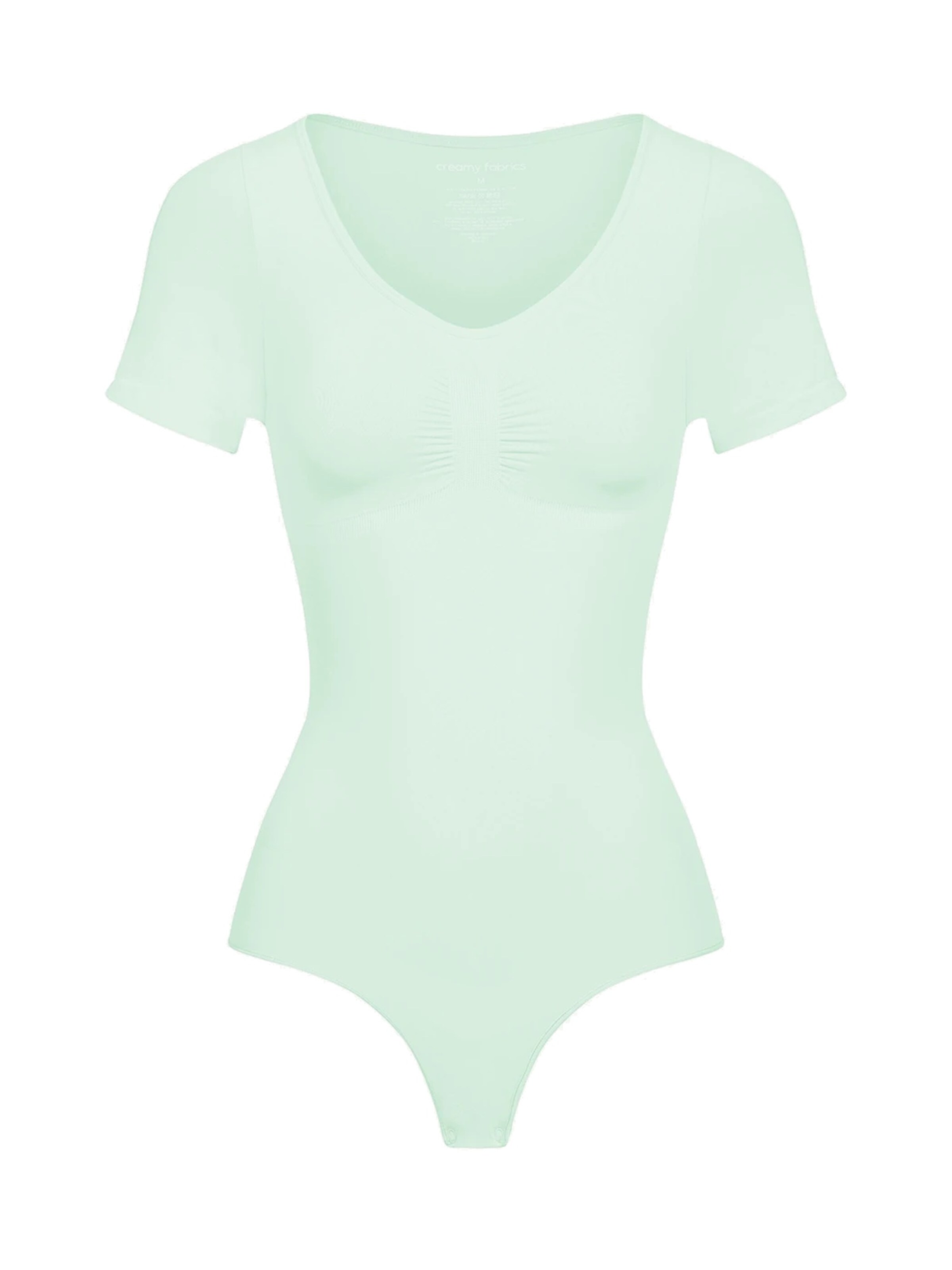 cfab (formerly creamy fabrics) Shaping bodysuit 'T-Shirt Bodysuit Sculpting Shapewear mit String' in Green: front