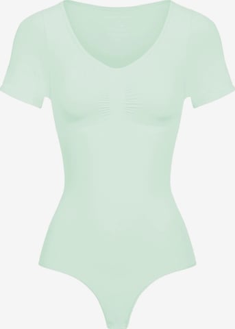 cfab (formerly creamy fabrics) Shaping bodysuit 'T-Shirt Bodysuit Sculpting Shapewear mit String' in Green: front