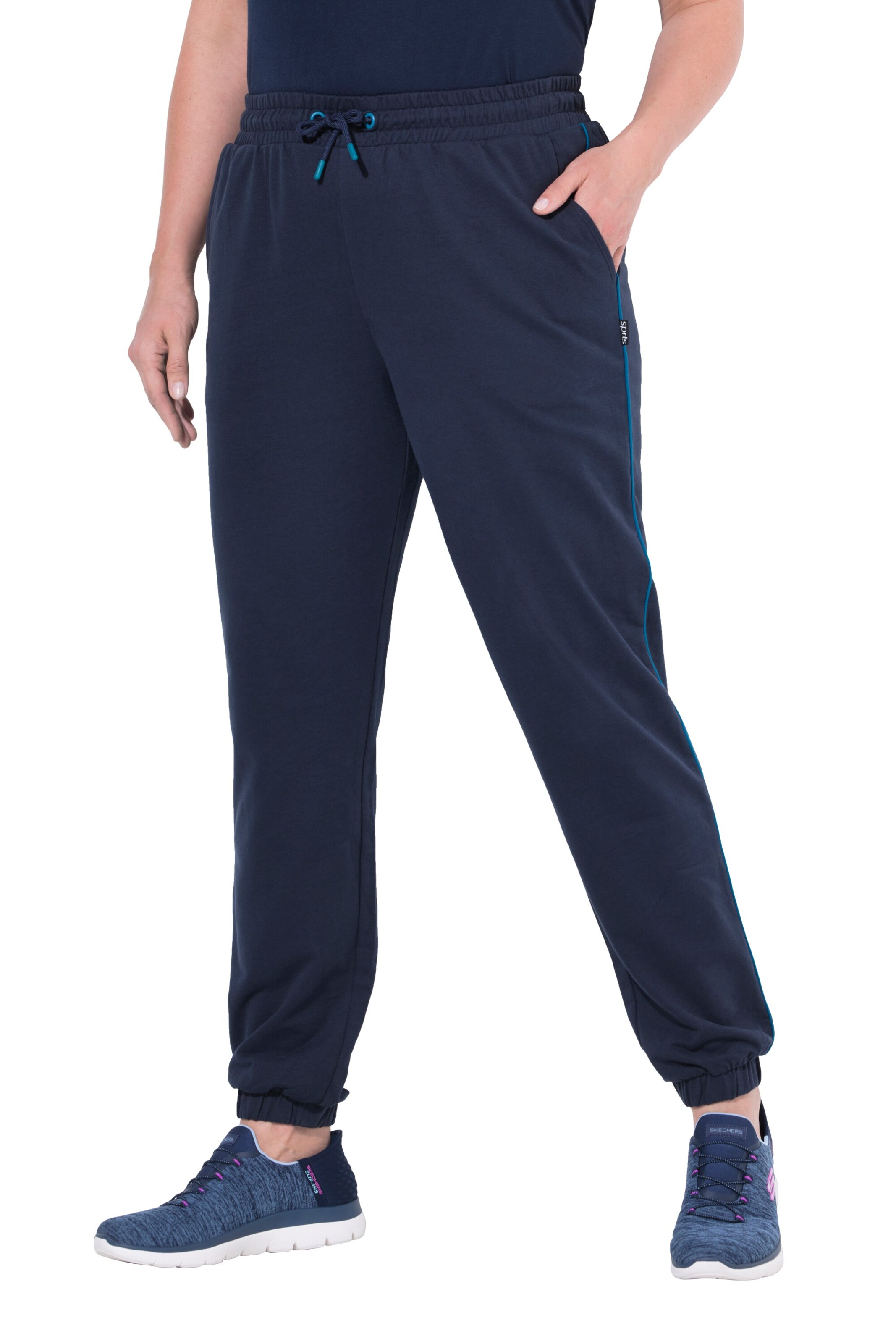 Ulla Popken Tapered Broek in Blauw: voorkant