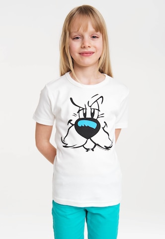 LOGOSHIRT Shirt 'Idefix - Faces - Asterix' in Grijs: voorkant