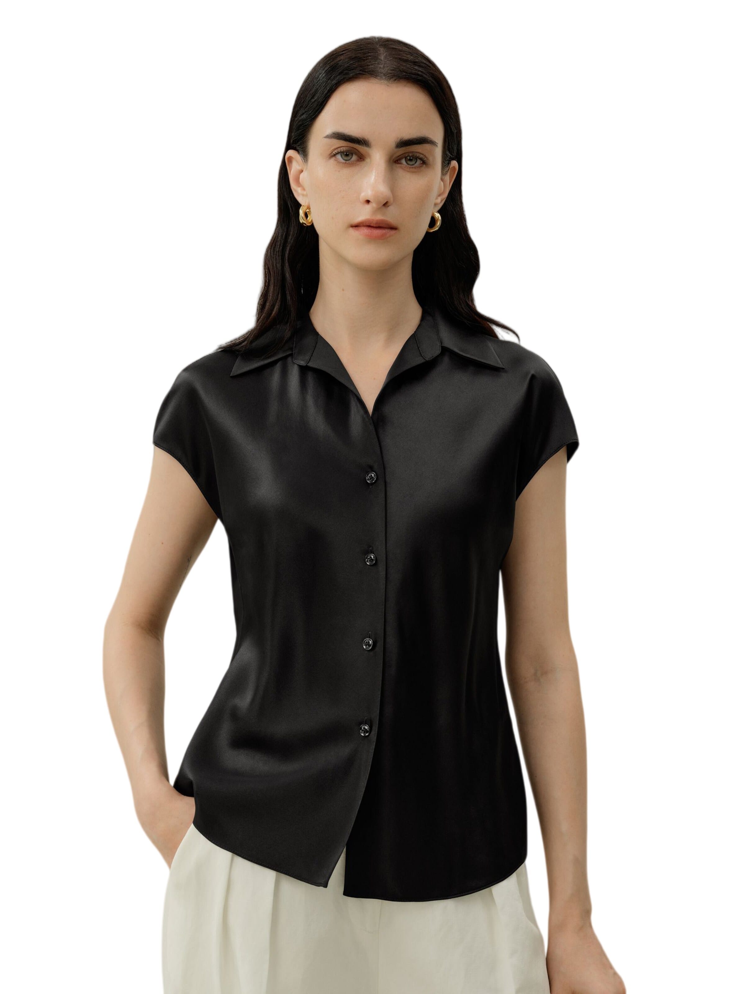 Lilysilk - Blusa en negro: frente