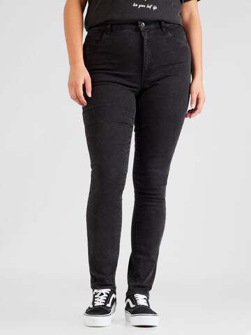 ONLY Curve Skinny Jeans 'ROSE' in Zwart: voorkant