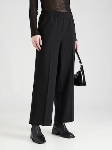 FIVEUNITS - Perna larga Calças com vincos 'Louise' em preto: frente