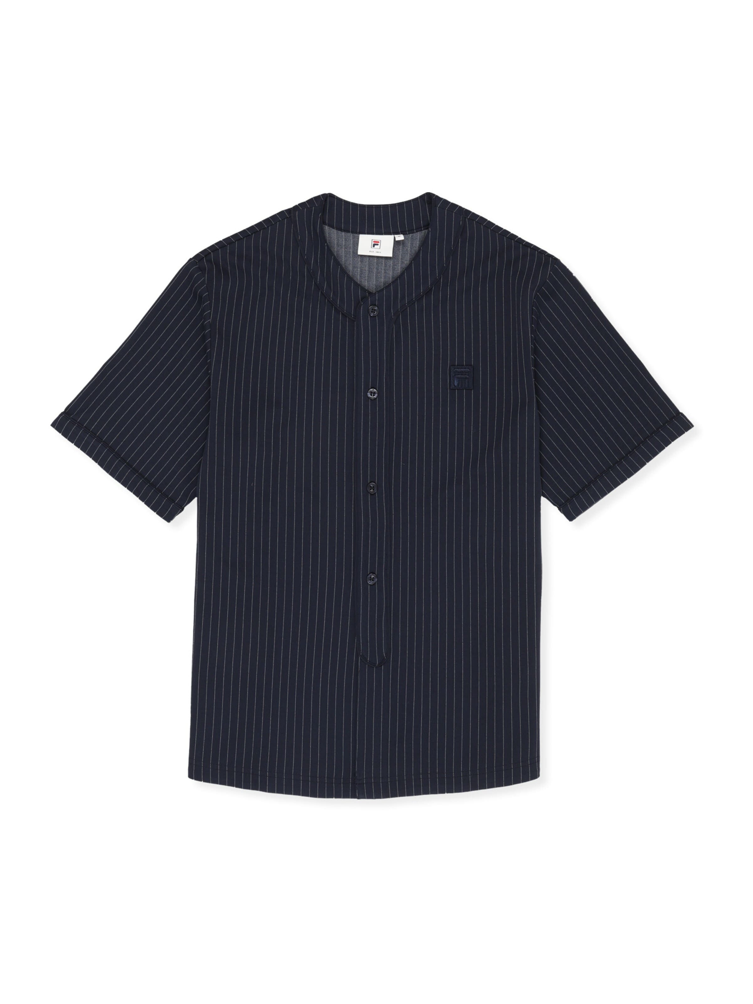 FILA Shirt 'LUCCA relaxed pinstriped baseball shirt' in Blauw