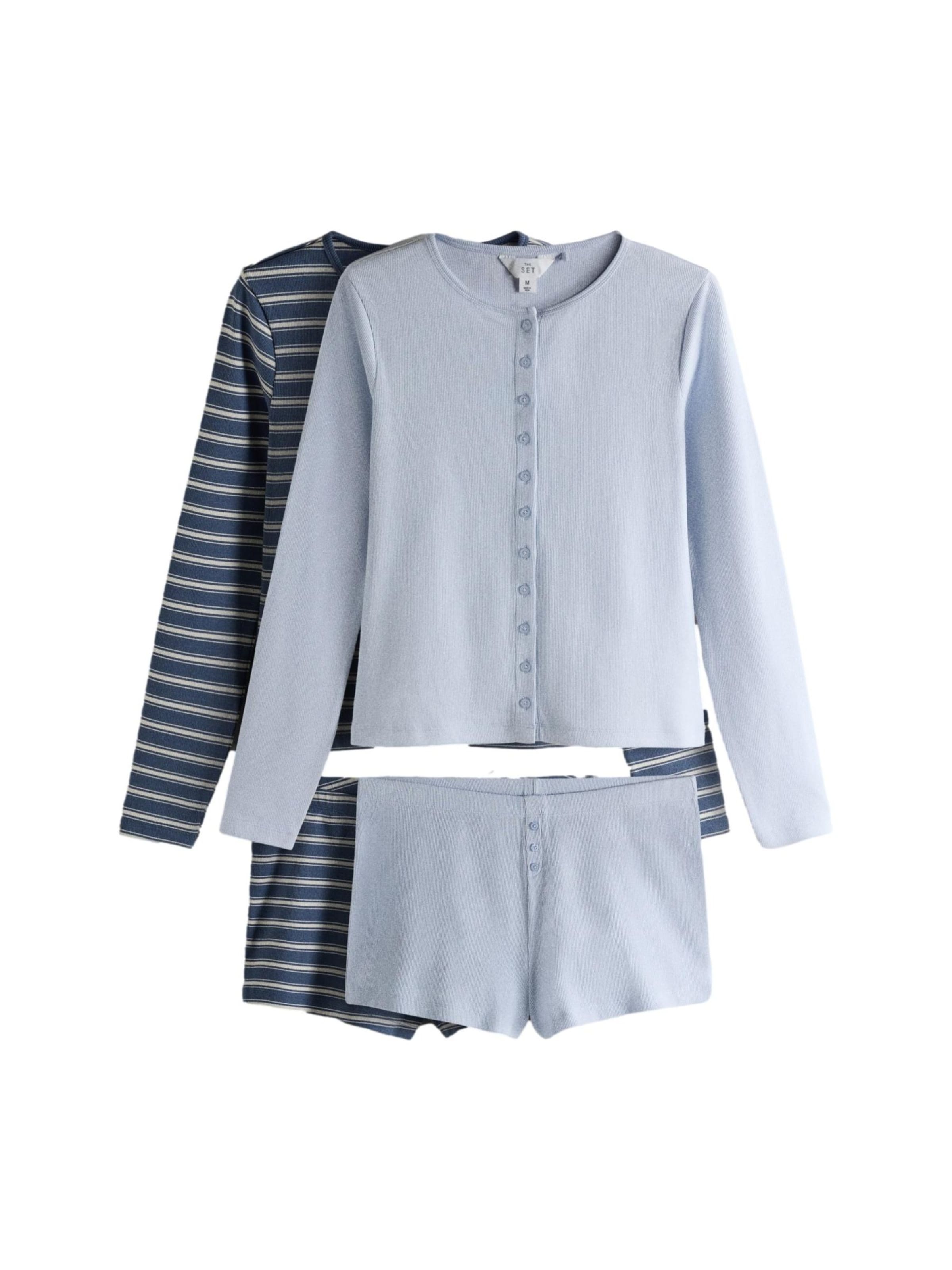 The Set - Pijama de pantalón corto en azul: frente