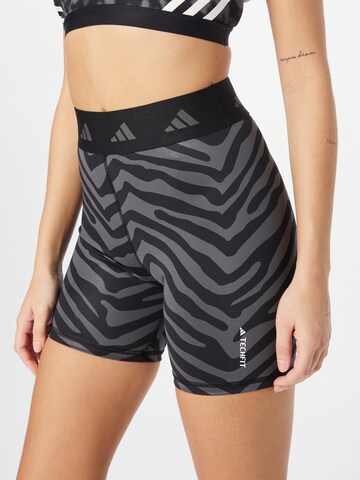 ADIDAS PERFORMANCE Скинни Спортивные штаны 'Hyperglam Techfit Zebra High-Waisted' в Черный