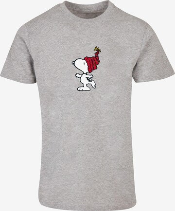 T-Shirt 'Peanuts Snoopy With Knitted Hat' Merchcode en gris : devant