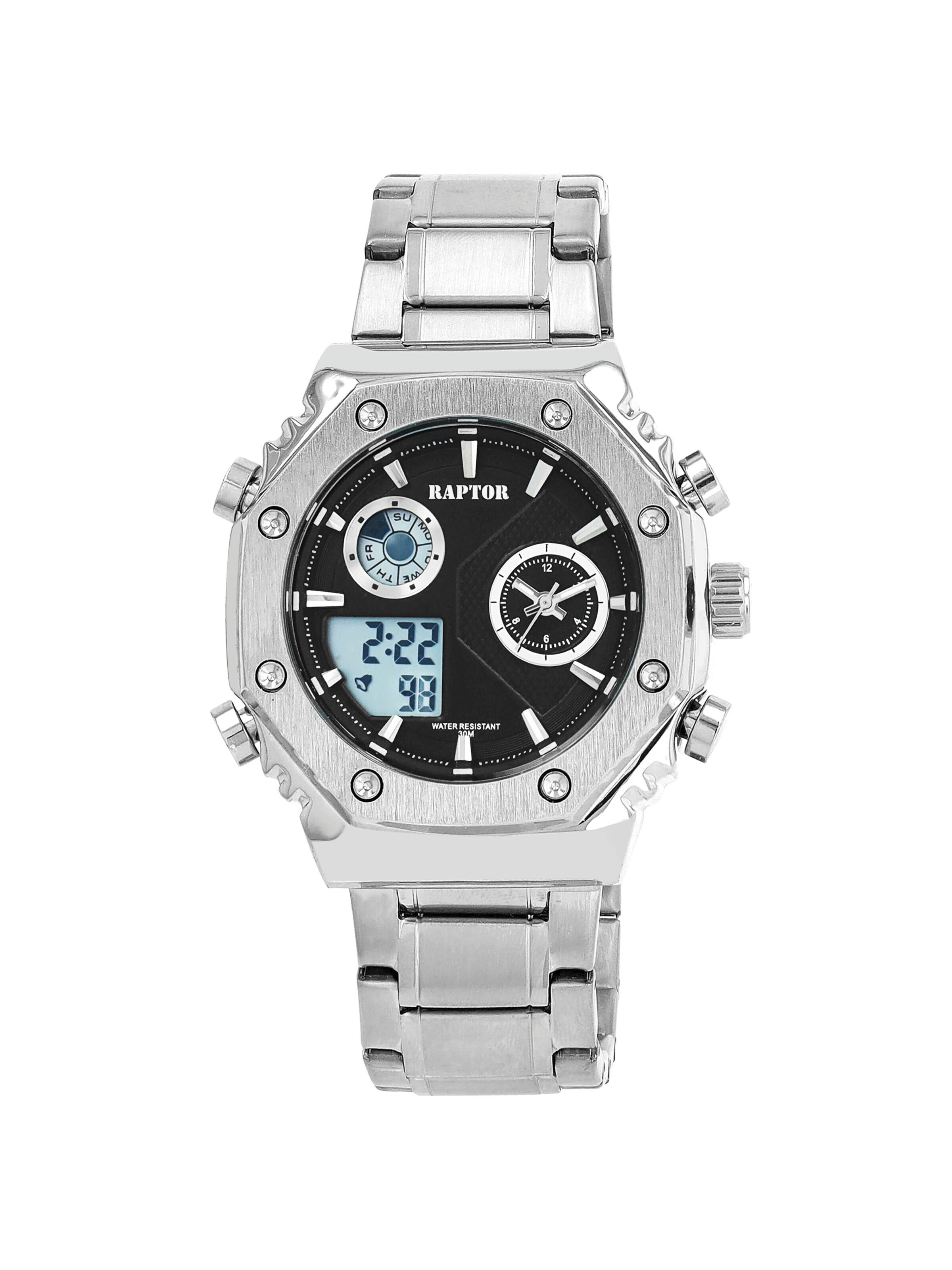 Raptor Analoguhr 'mit Dual-Time und Edelstahlarmband'‌‌‌ in Silber