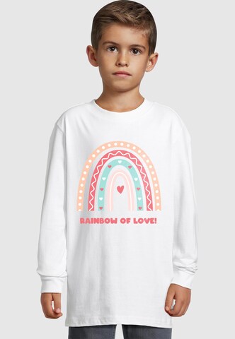 Merchcode Shirt 'Rainbow of Love' in Weiß: Vorderseite