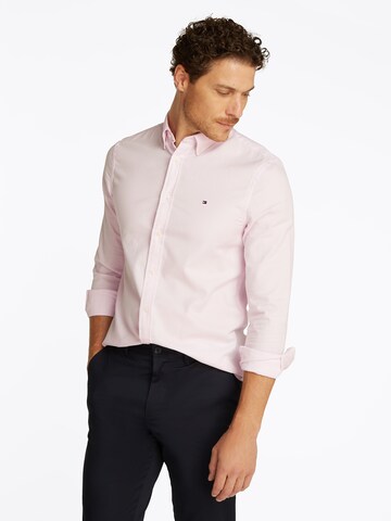 TOMMY HILFIGER Slim fit Button Up Shirt 'FLEX' in Pink: front
