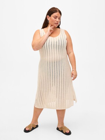 Swim by Zizzi Knit dress 'Rama' in Beige: front