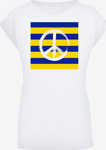 Merchcode Shirt 'Ladies Peace - Stripe Peace' in Wit: voorkant