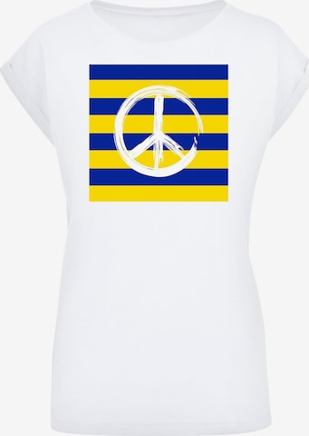 Merchcode Shirt 'Ladies Peace - Stripe Peace' in Wit: voorkant