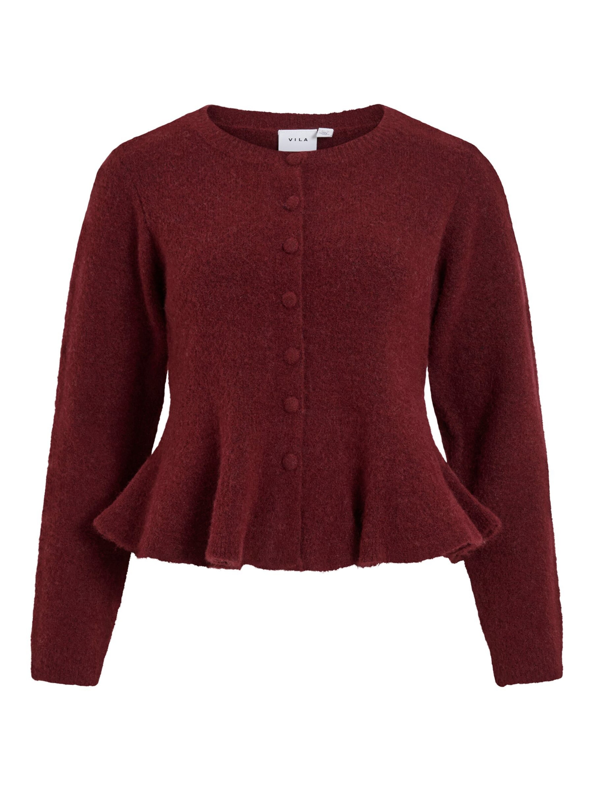 VILA Knit Cardigan 'VILuna' in Red: front