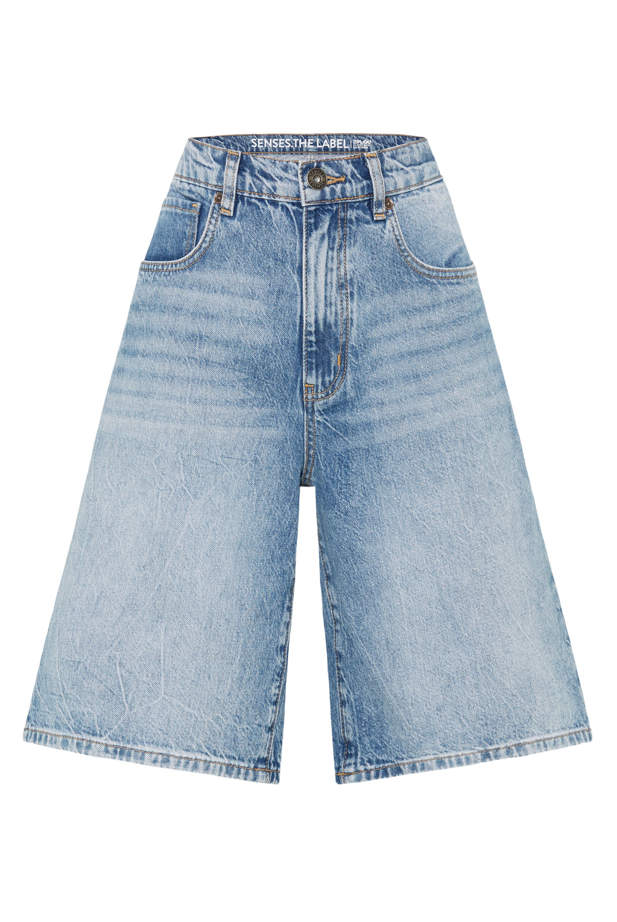 SENSES.THE LABEL Loosefit Denim Bermuda PL:OU in Blau: Vorderseite
