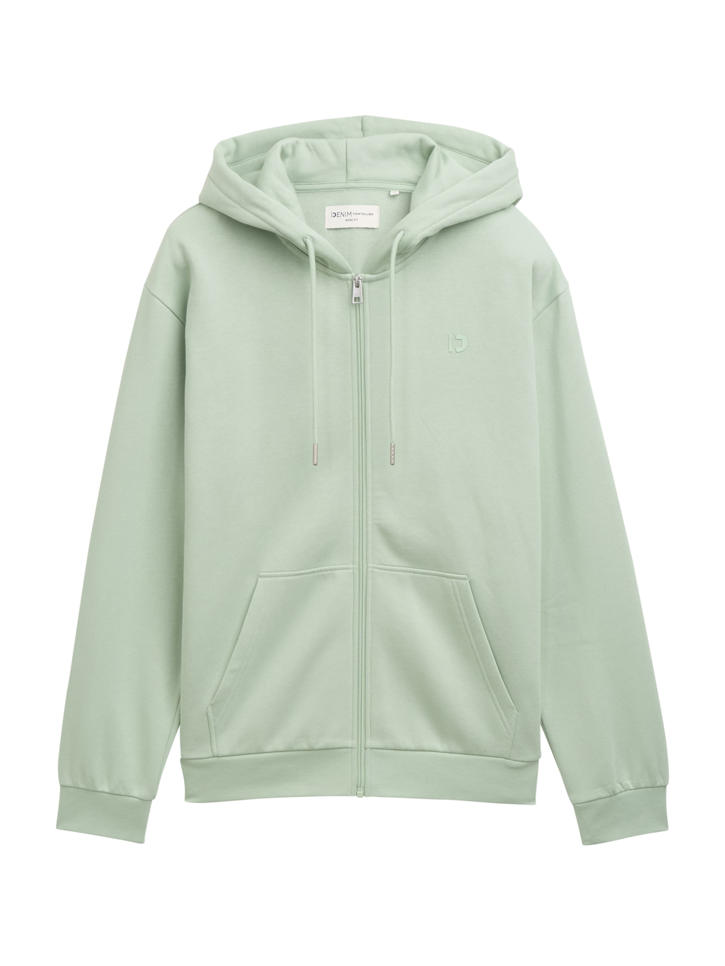 TOM TAILOR DENIM Кофта на молнии в Зеленый: спереди