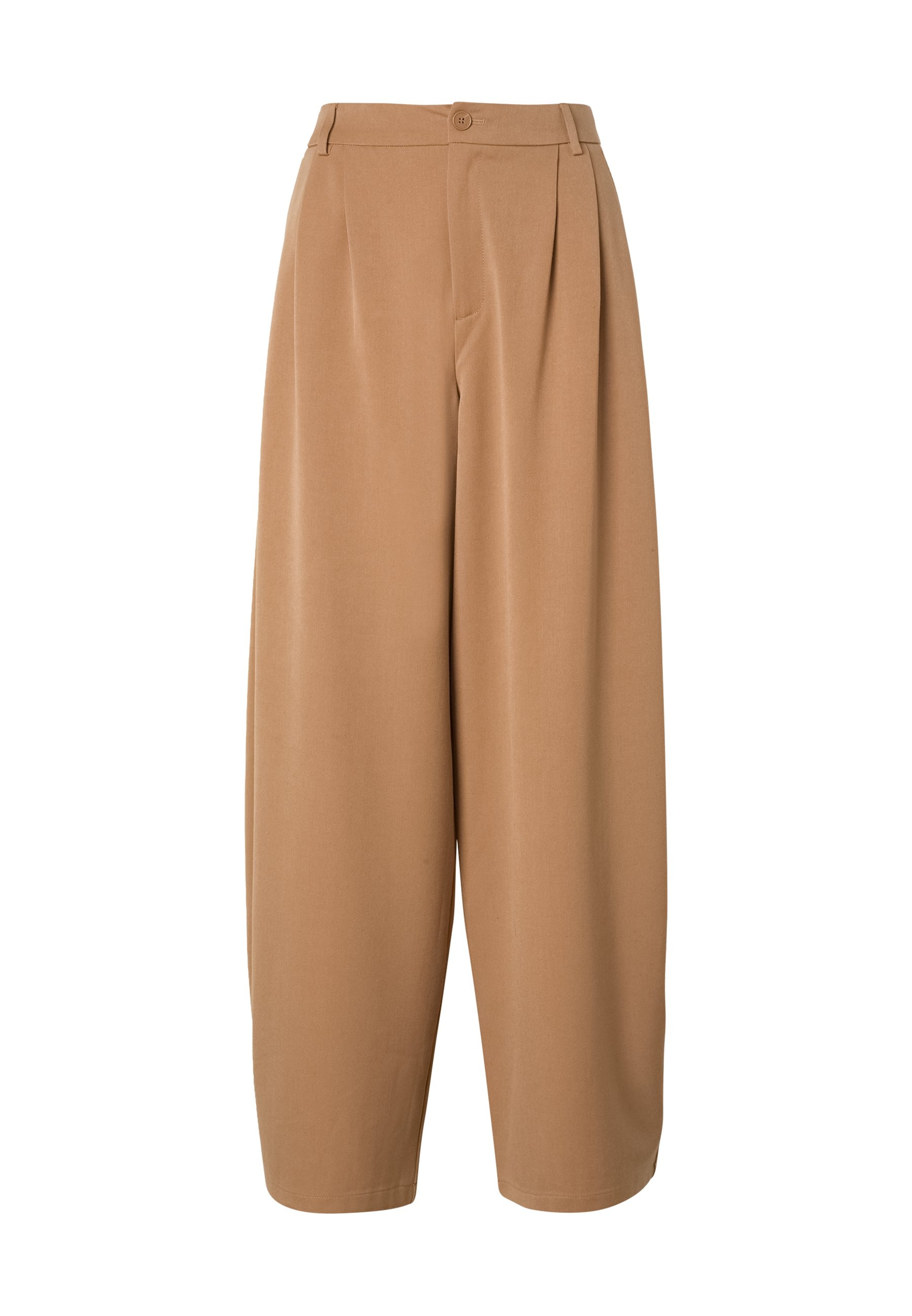 Barrel Pantalon à pince Karo Kauer en beige : devant
