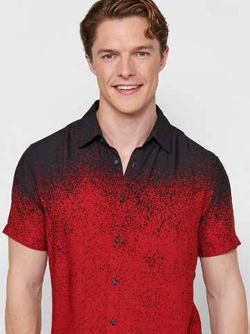 KOROSHI Slim fit Button Up Shirt in Red