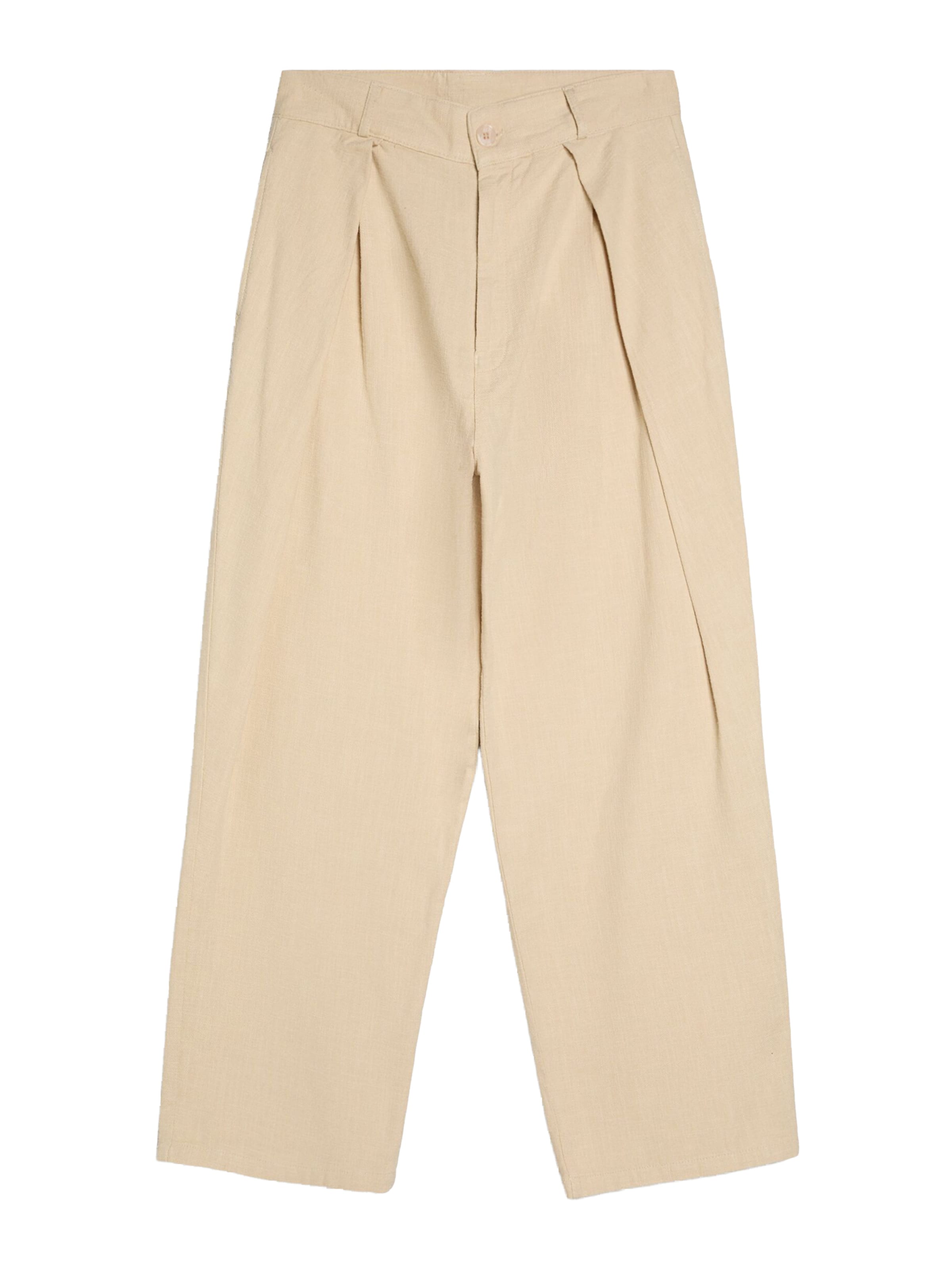 Bershka Vat Bandplooibroek in Beige: voorkant