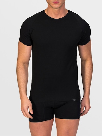 zd ZERO DEFECTS Unterhemd 'Crew-neck T-shirt Egiptian cotton' in Schwarz: Vorderseite
