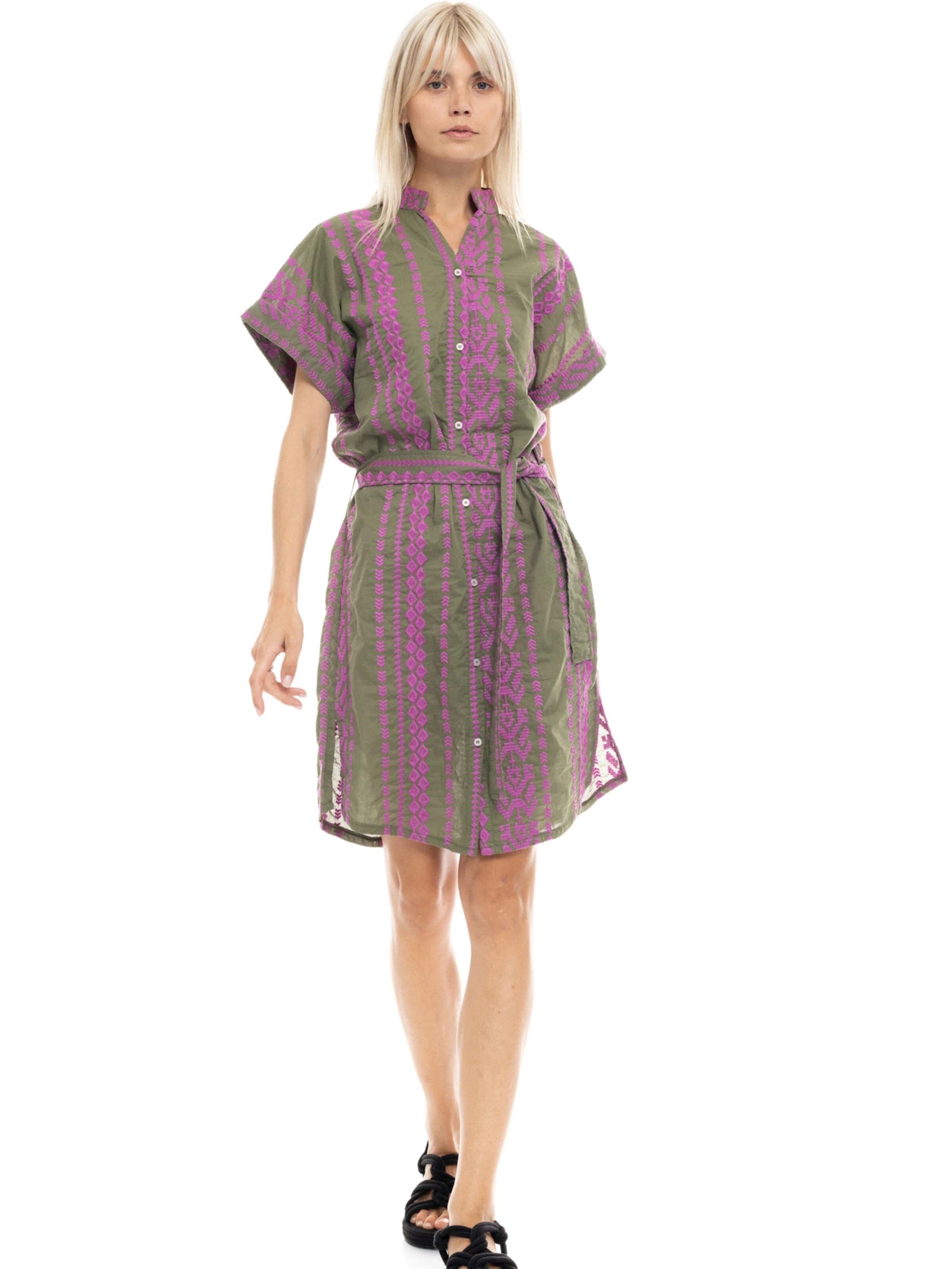 Pink Label Sommerkleid 'BEACHWEAR EMBRODERY MAGENTA'‌‌ in Grün