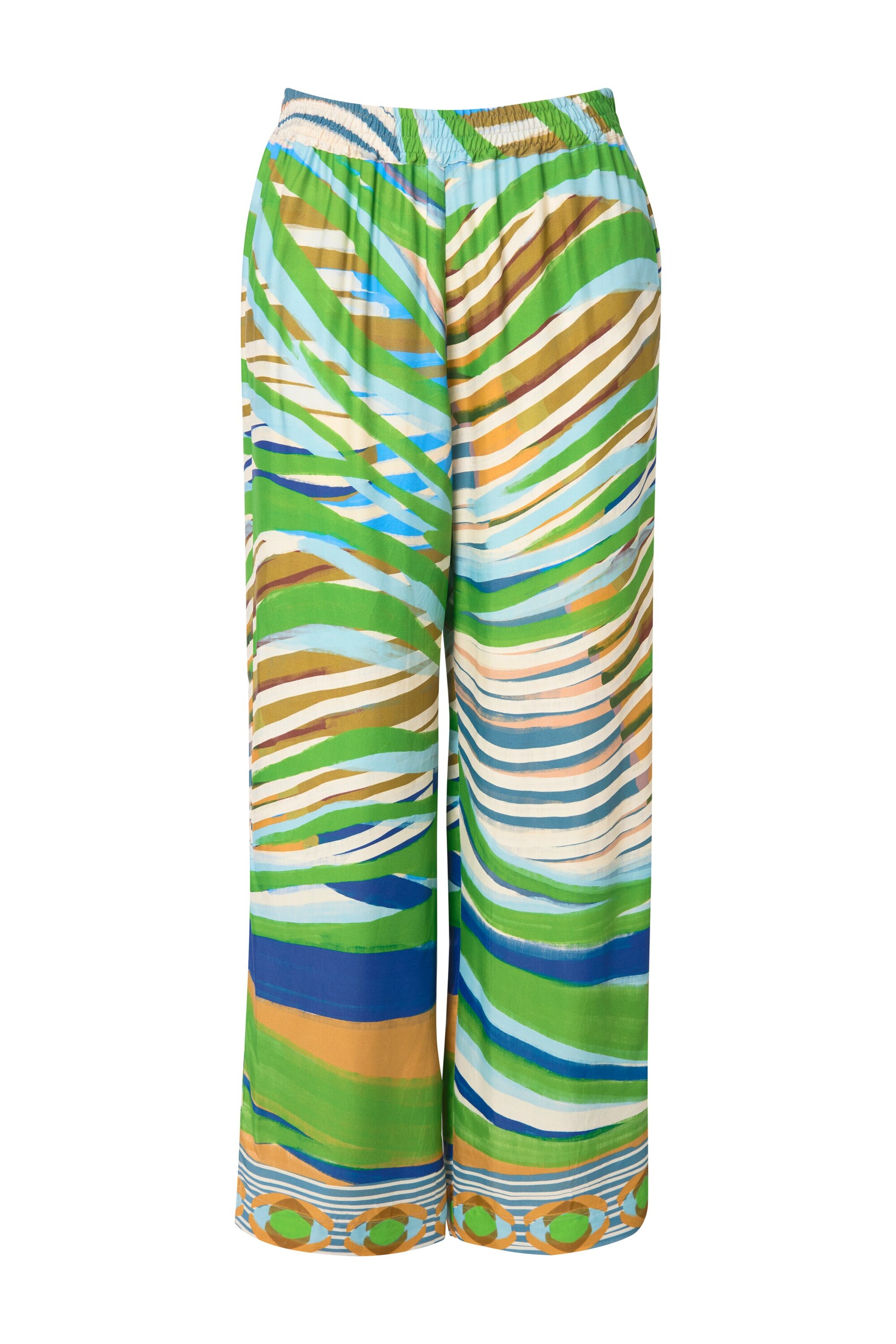 Ulla Popken Wide Leg Hose in Grün: Vorderseite