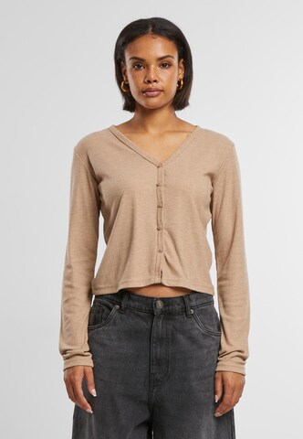 Urban Classics Knit cardigan in Beige: front