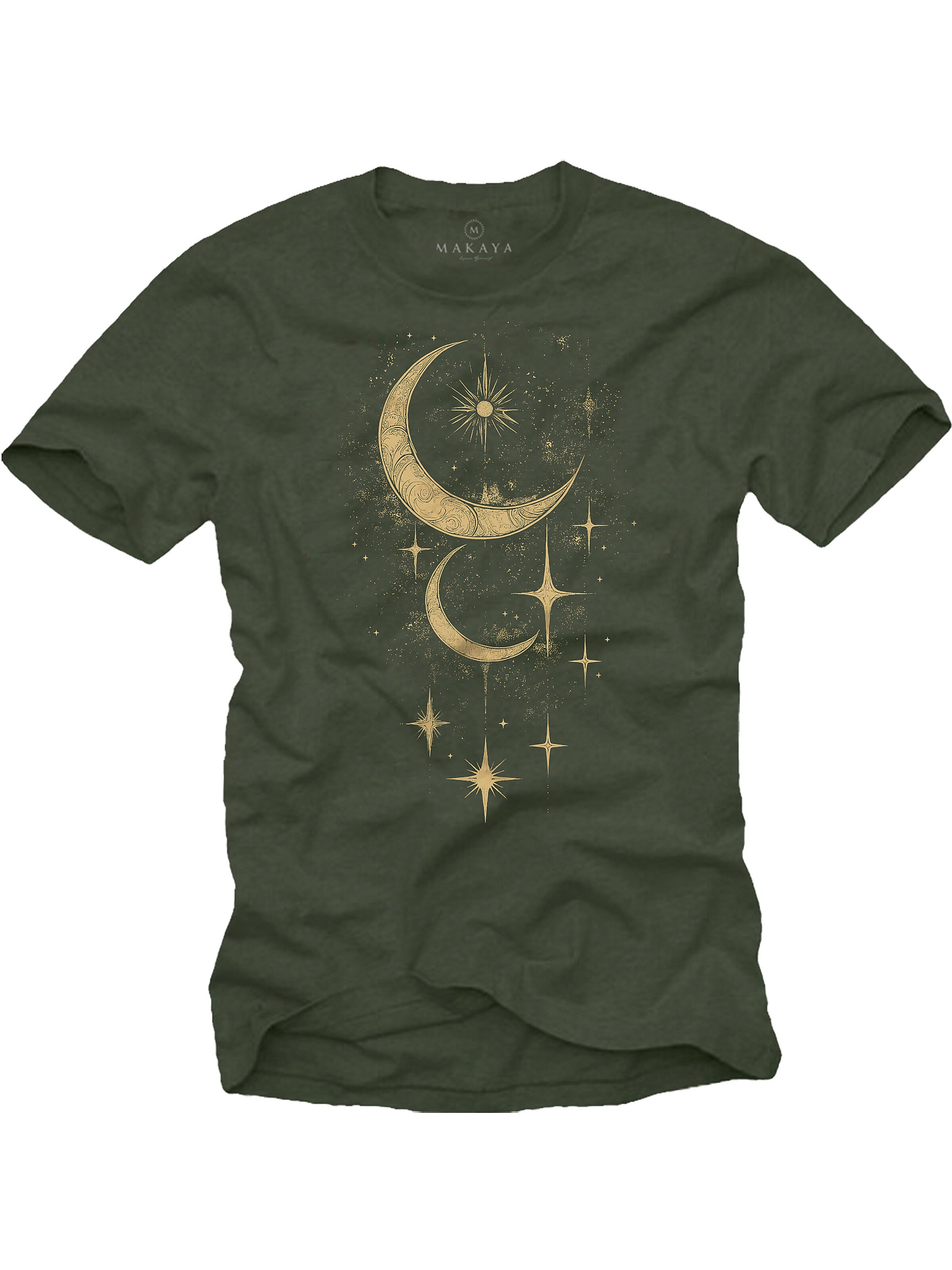 MAKAYA Shirt 'Moon Stars' in Green: front