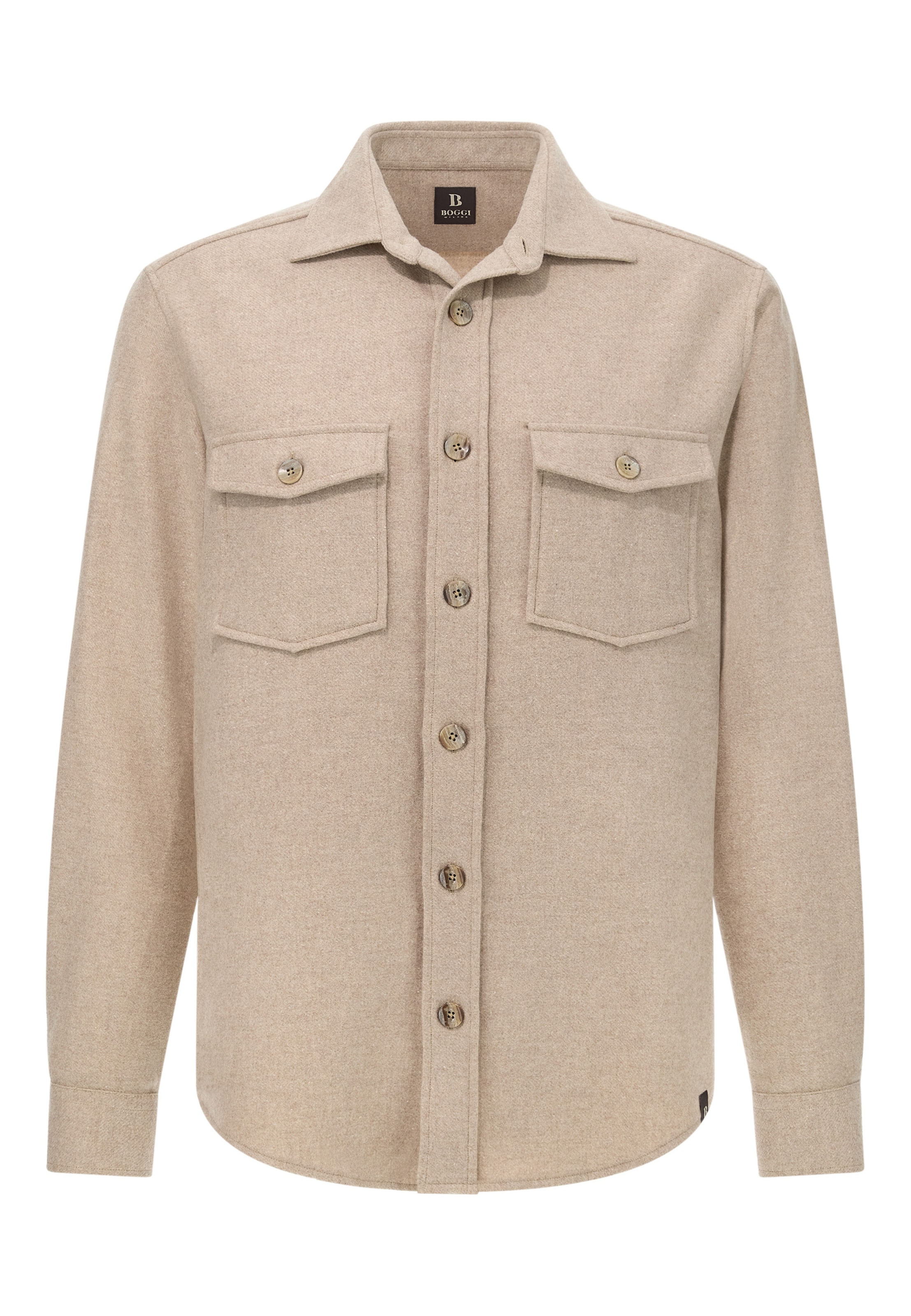 Boggi Milano Regular fit Button Up Shirt in Beige: front