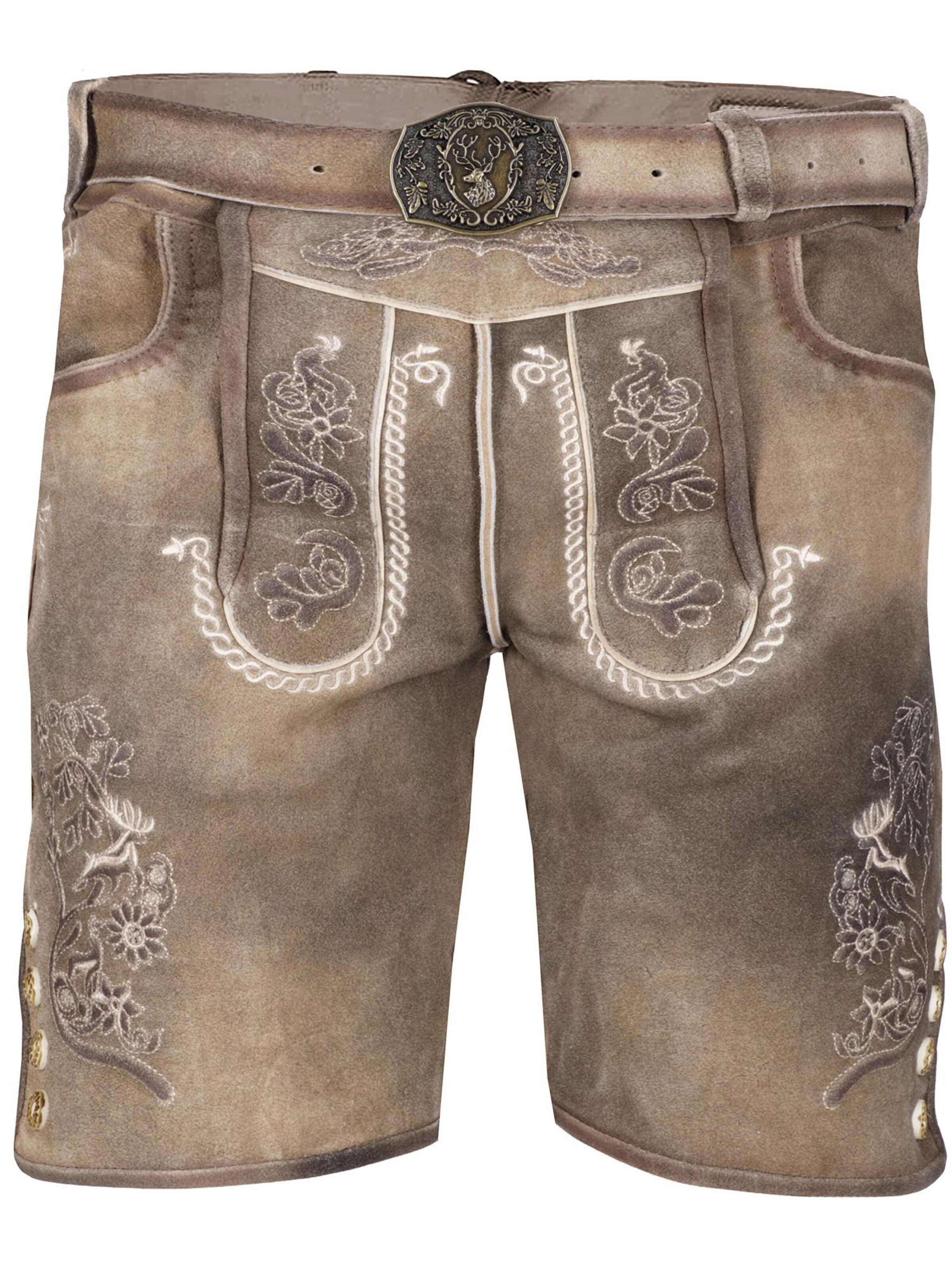 Falkenrieder Regular Hose 'Falkenrieder Lederhose Herren Wien'‌‌‌‌‌‌‌‌ in Braun: Vorderseite