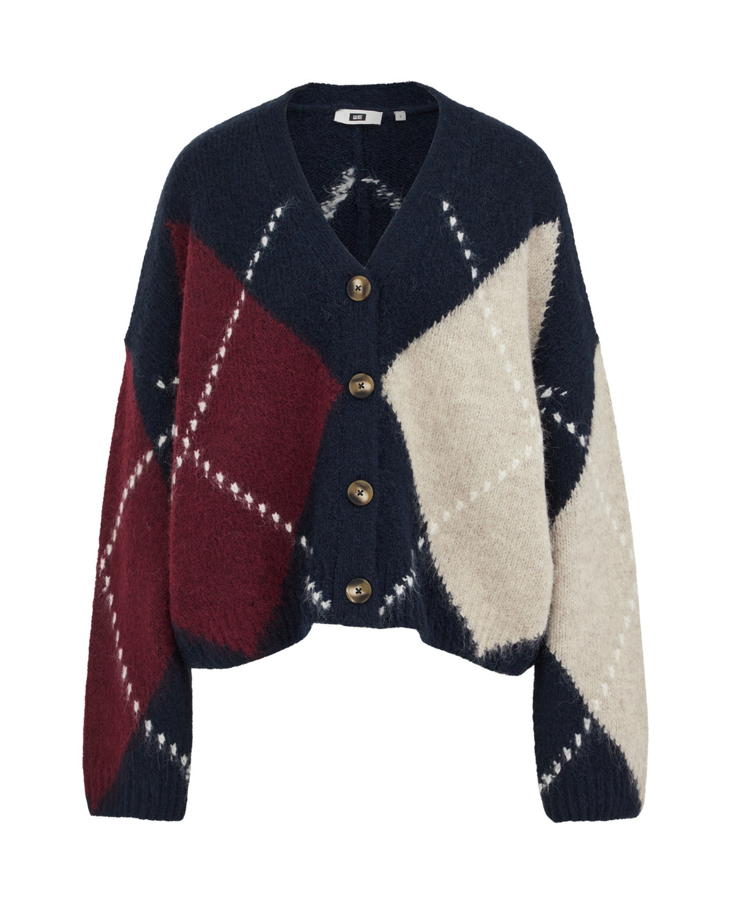 Cardigan dimensiuni mari de la WE Fashion pe albastru: față