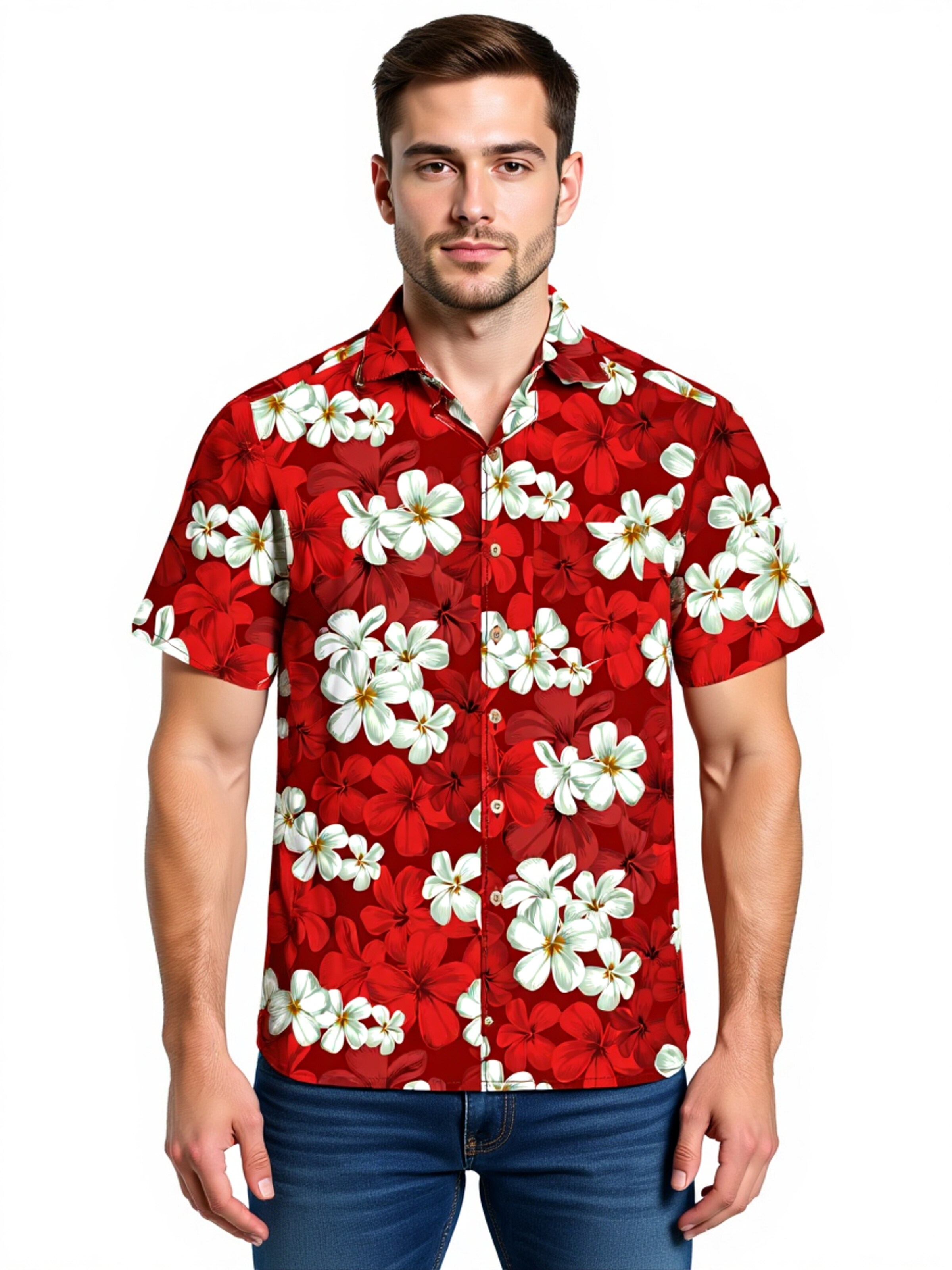 Hawaiihemdshop.de Regularny krój Koszula 'Hawaiihemd "Classic Red"' w kolorze czerwony: przód