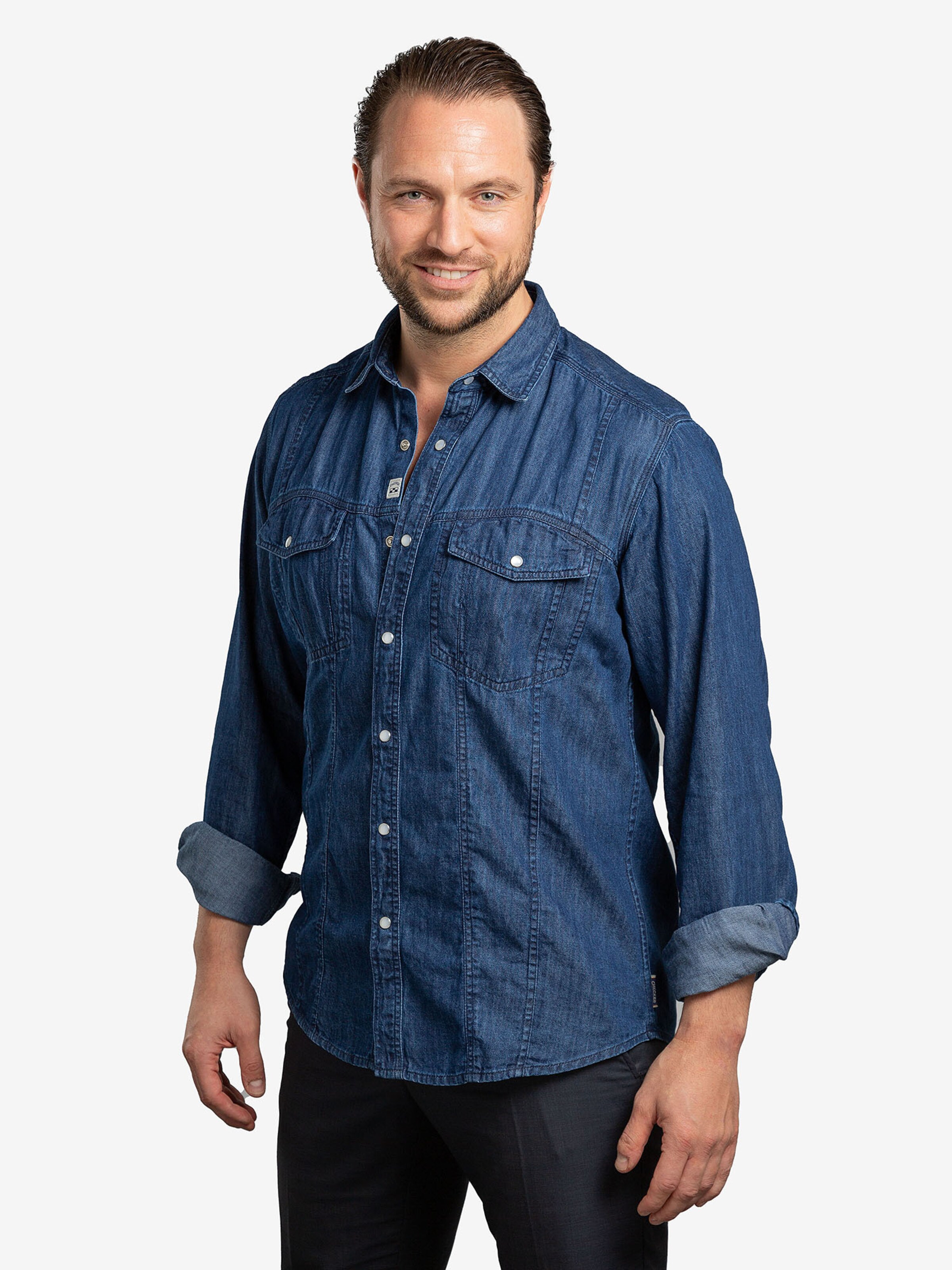 Checker - Ajuste regular Camisa ' Dynasty Denim ' en azul
